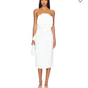 Yumi Kim Rio Dress- Strapless White Dress with Floral Accent